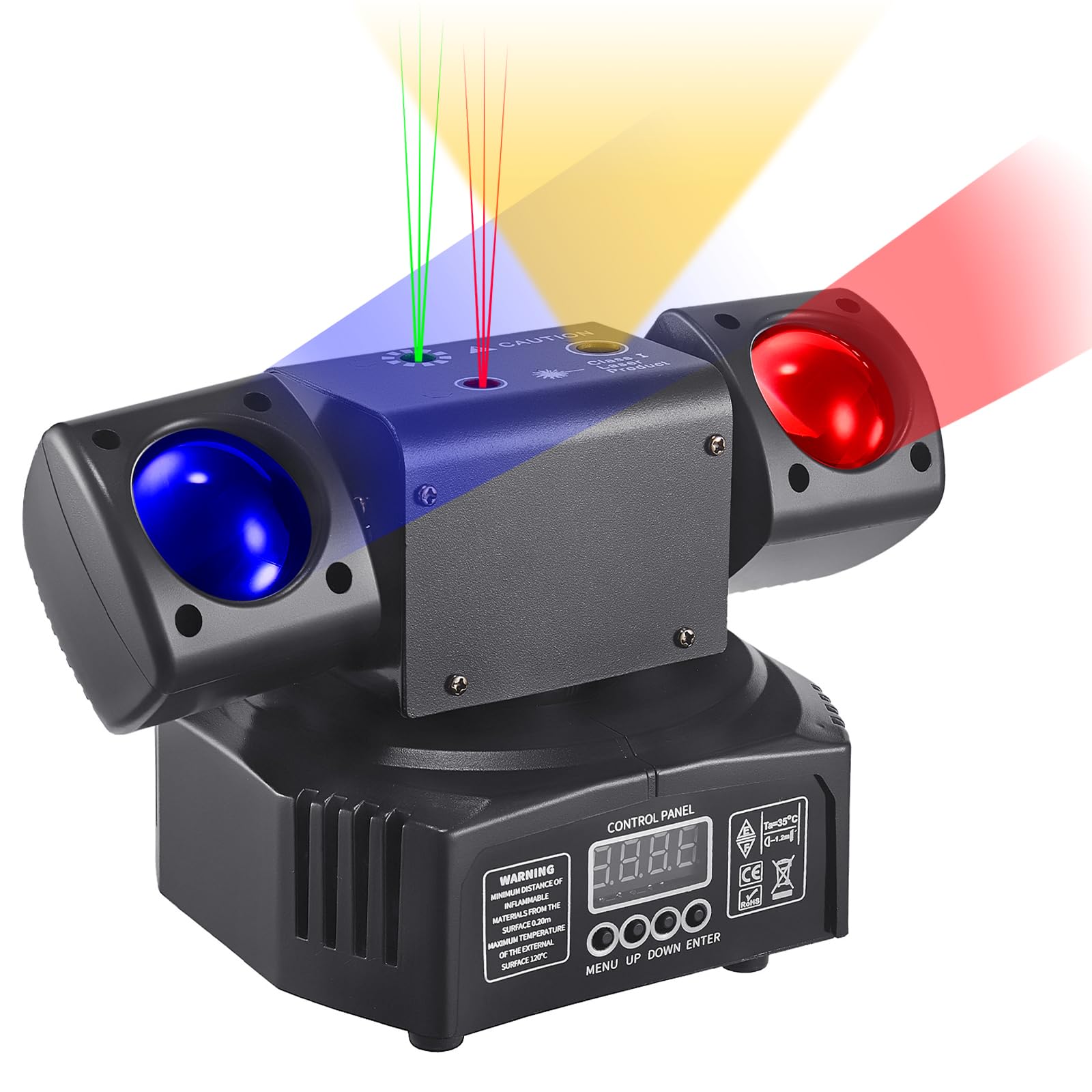 Mini LED Moving Head Effect Lights, Double Head, RGB Color 3535 Beads, 10W Strobe Beads, DMX512 Signal Control, Sound Activation - Image 3