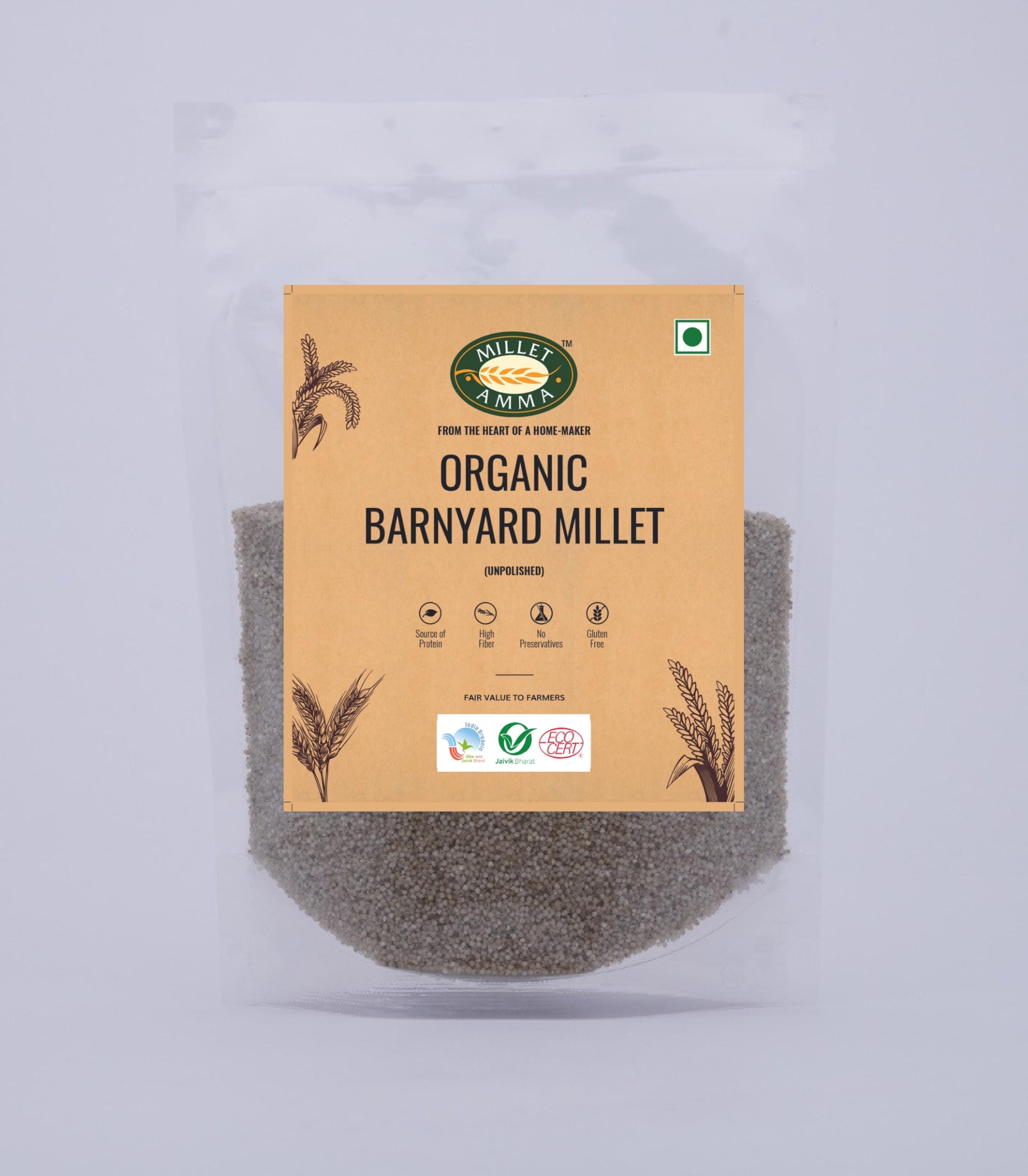 MILLET AMMA Organic Gluten Free Unpolished Browntop Millets for Overall Wellness And Balanced Nutrition - 500 gm (Pack of 1)