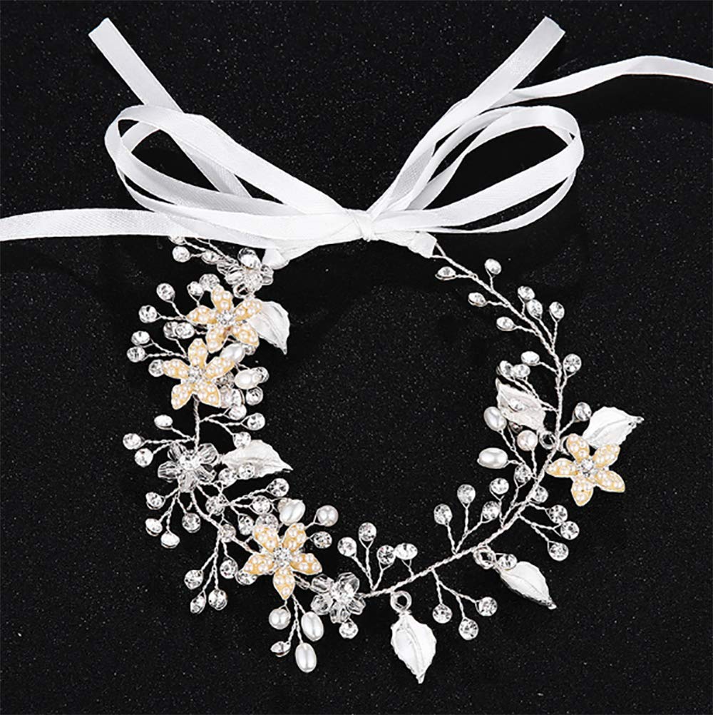 NOPKESV Coroncine Fiori Artificiali, 2 Pezzi, Regolabile, Accessori Sposa, Fascia con Foglie Verdi, Capelli Ghirlanda, per Capelli, per Matrimoni, Fotografie, Festival, Spiagge, Addio al Nubilato