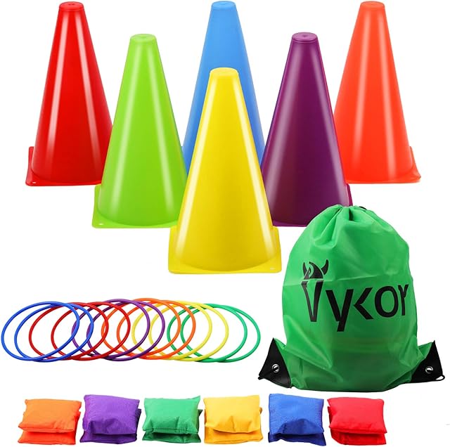 Vykor Cones Toss Bag Rings Bean Bag for Throwing Game Kids Play Equipment Set, Outdoor Garden Party Carnival Sports Day Toys Games for Kids Children & Adults