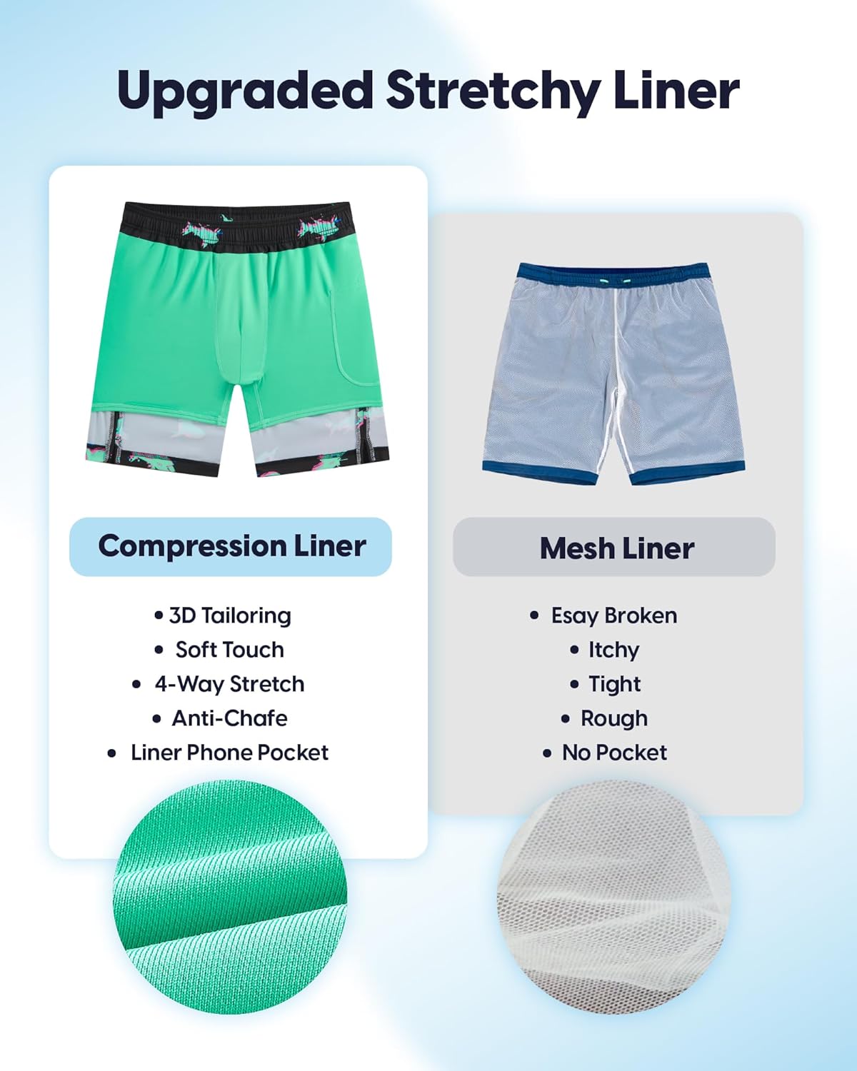 maamgic Mens Swim Trunks with Compression Liner 9 Inch Recycled Stretch Bathing Suit with Zipper Pockets Quick Dry Swim Short - Image 5