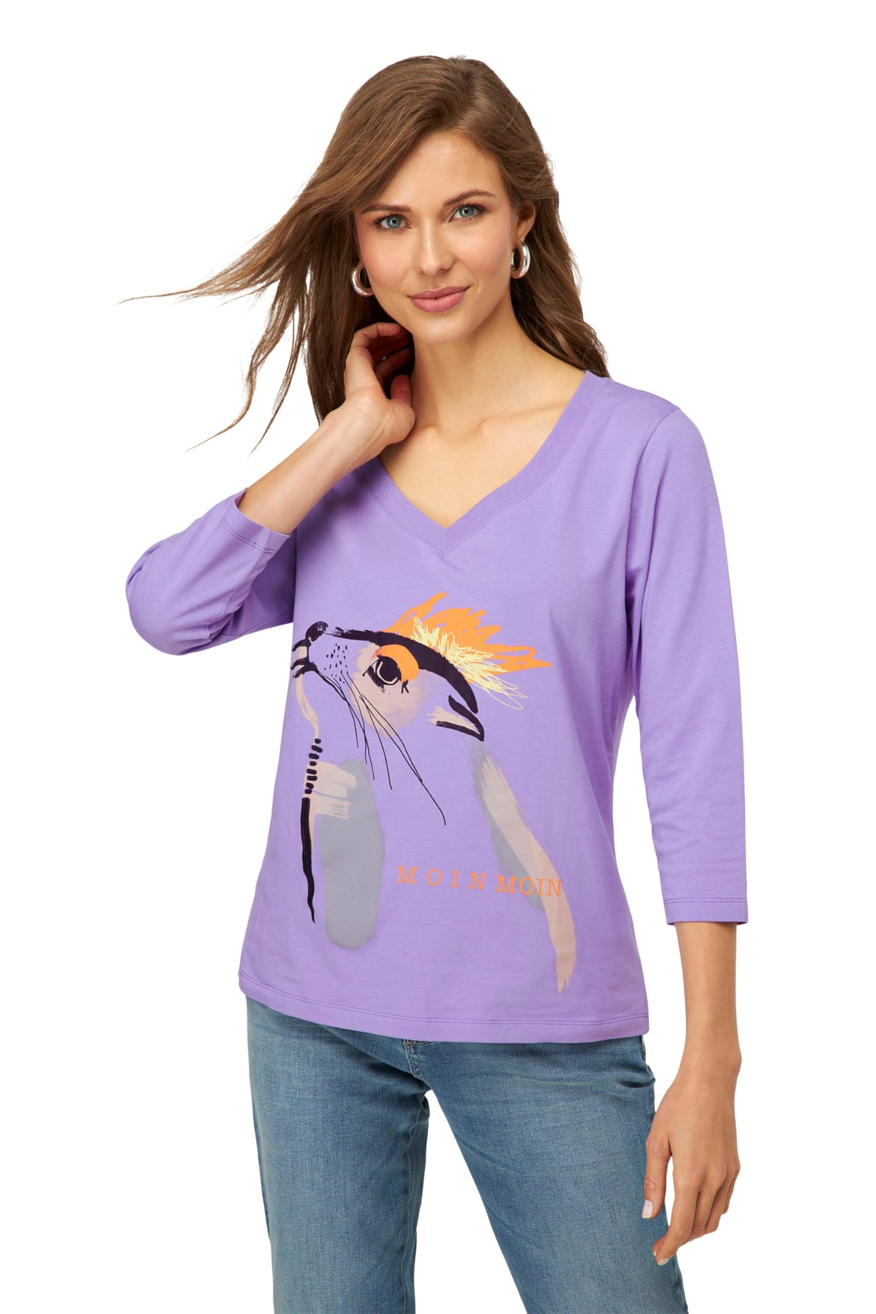 Laurasøn T-Shirt, Robbe, V-Ausschnitt, 3/4-Ärmel, Oeko-TEX 821019