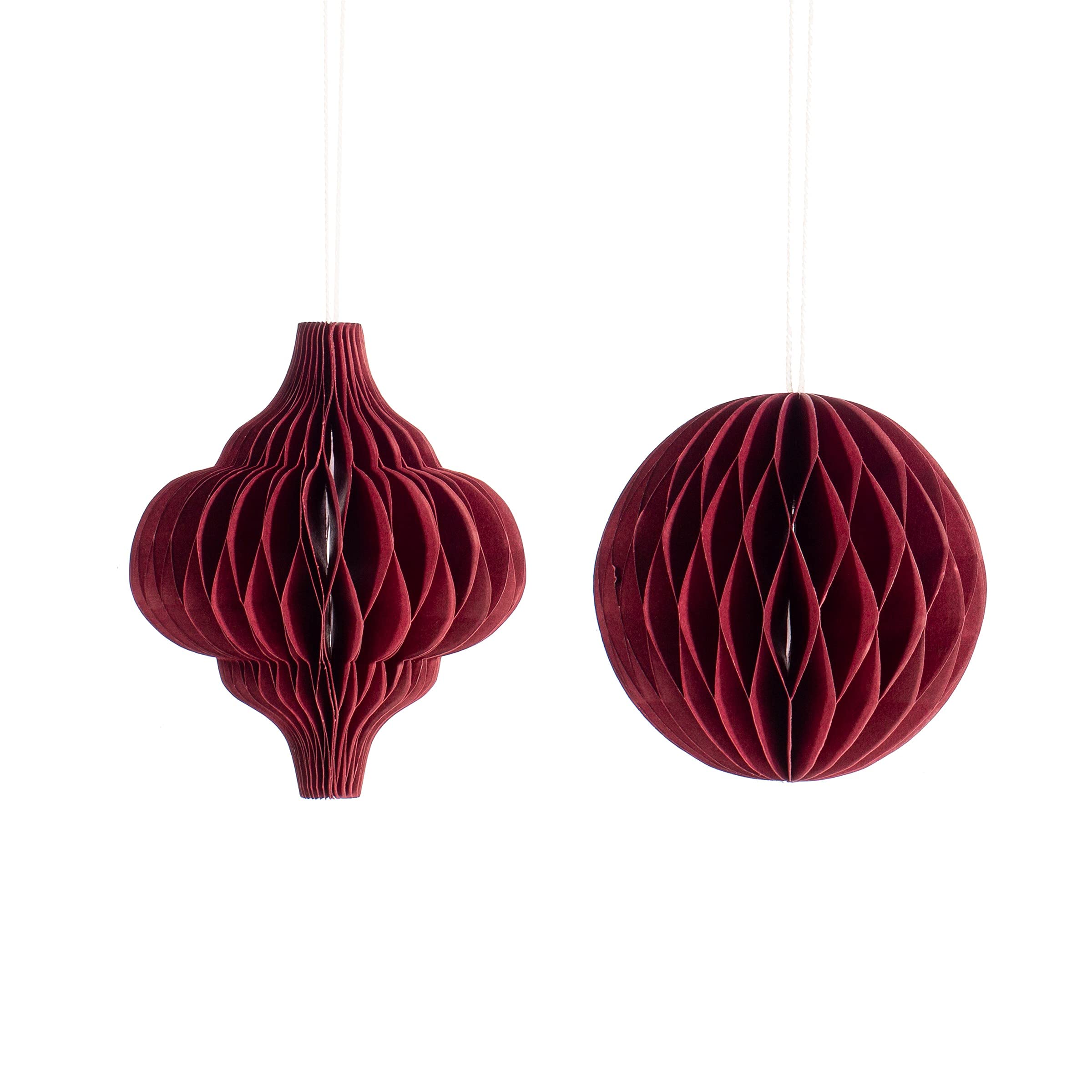 Christmas Hanging Decorations Festive Set of 2 Red Honeycomb Paper Sass & Belle