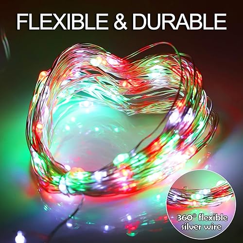 Miniatura 4 de Guirnalda de luces solares de Navidad para exteriores, luces de hadas rojas, blancas y verdes, IP67 a prueba de agua, paquete de 200 luces LED de 66