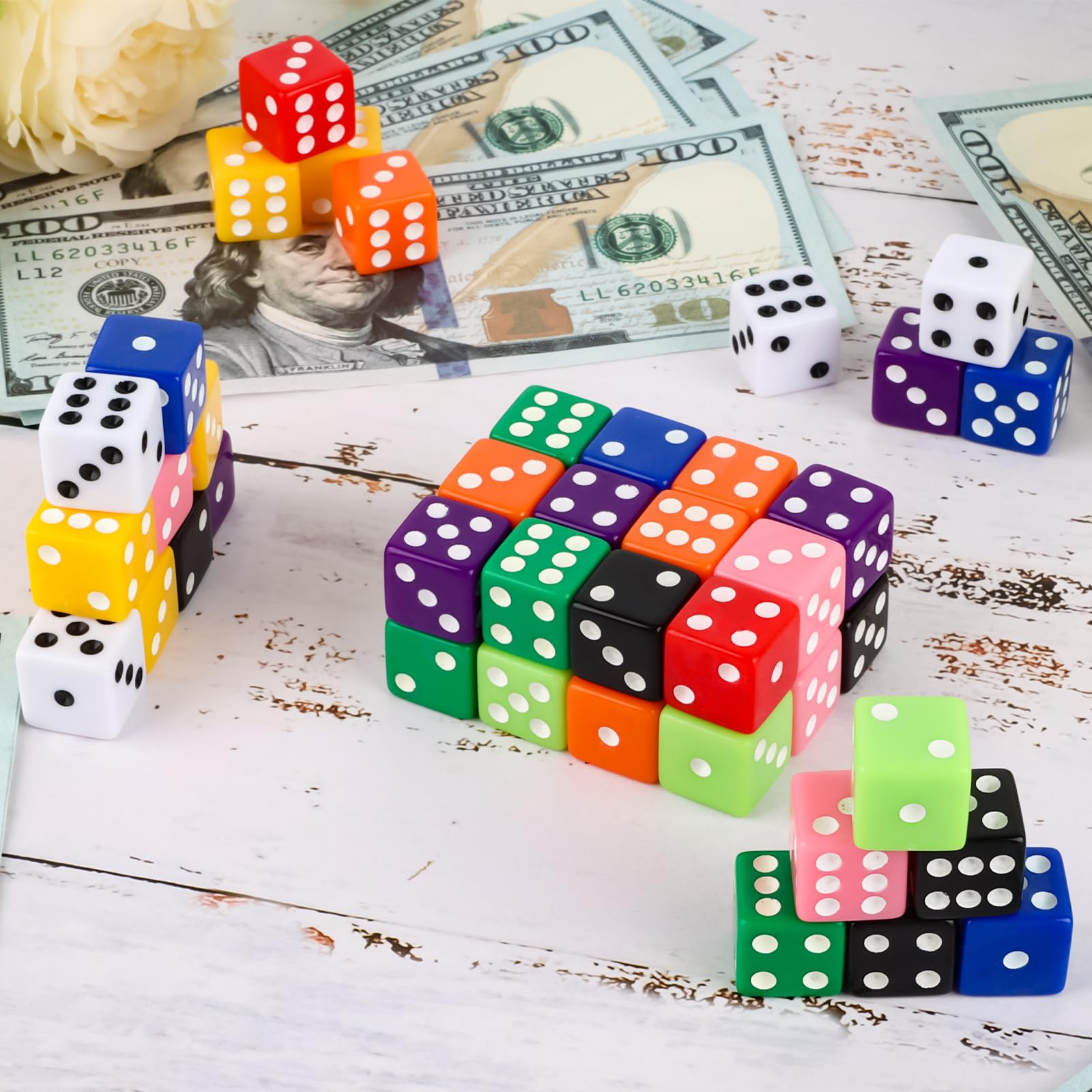 Juego De 50 Dados De 10 Caras – Acrílico Transparente, Colores Variados, Multiusos Para Juegos De Mesa, Rol, Matemáticas Y Probabilidad