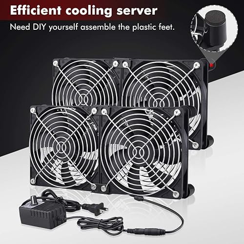 Miniatura 23 de Wathai Ventilador de computadora de doble bola de 0.118 x 4.724 in con enchufe de CA DC 12V Ventiladores de flujo de aire grande con controlador