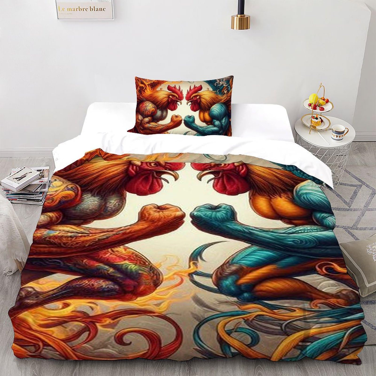 Housse de couette single anti-plis literie enfant motif Animaux Land 135x200cm