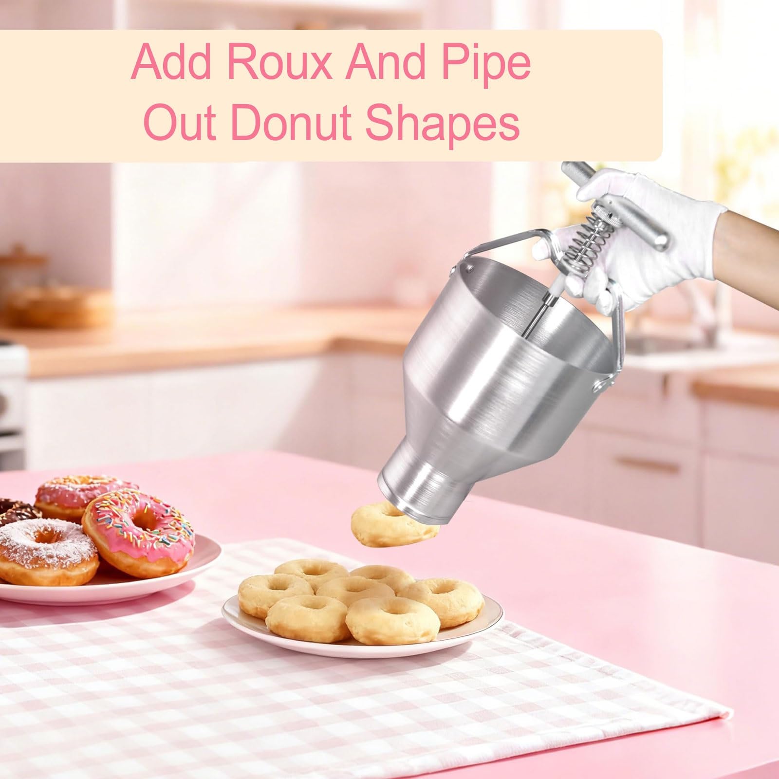 Dosificador Manual De Donas con Soporte, 6 Ajustes De Grosor, Tolva De 3 litros, Dosificación Uniforme De La Masa para Cocinas Comerciales.,