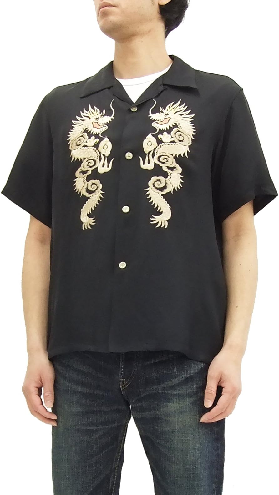 Tailor Toyo Embroidered Open Shirt TT37670 Dragon Men's Short Sleeve