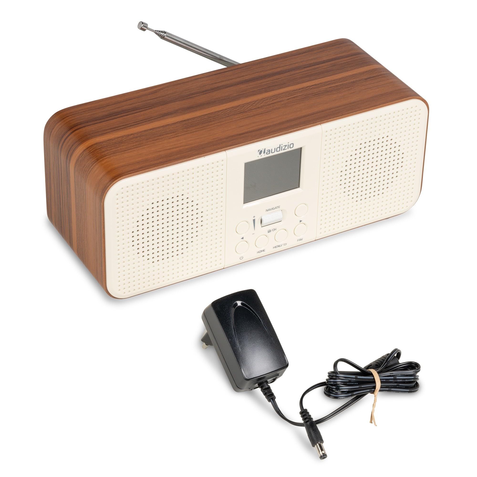 Audizio Bucine Radio Internet WiFi Dab+ FM BT 40W, Radio Numérique Stéréo avec Écran Couleur, Télécommande, Alarme Et Minuterie, Design Crème Élégant Maison