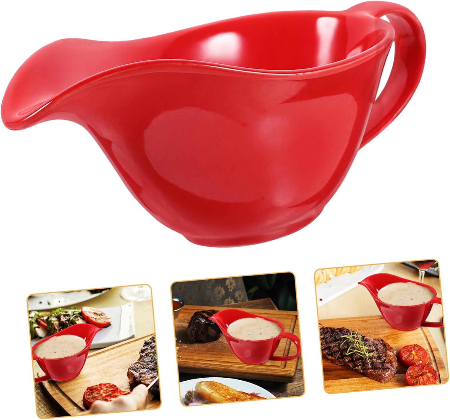 Ceramic Gravy Boat Saucer Stand Porcelain Sauce Dispenser for Salad Dressings Easy Pour Serving Jug for Holiday Meals and Dinner Parties