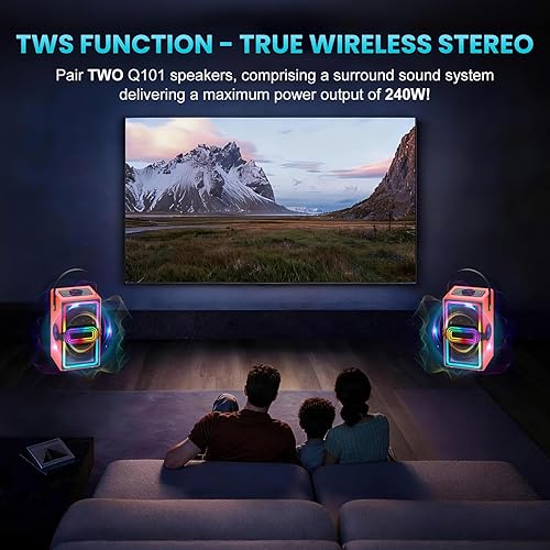 Miniatura 3 de Altavoz Bluetooth, altavoces inalámbricos de 120 W de potencia máxima Boombox con graves profundos, subwoofer de sonido estéreo portátil con