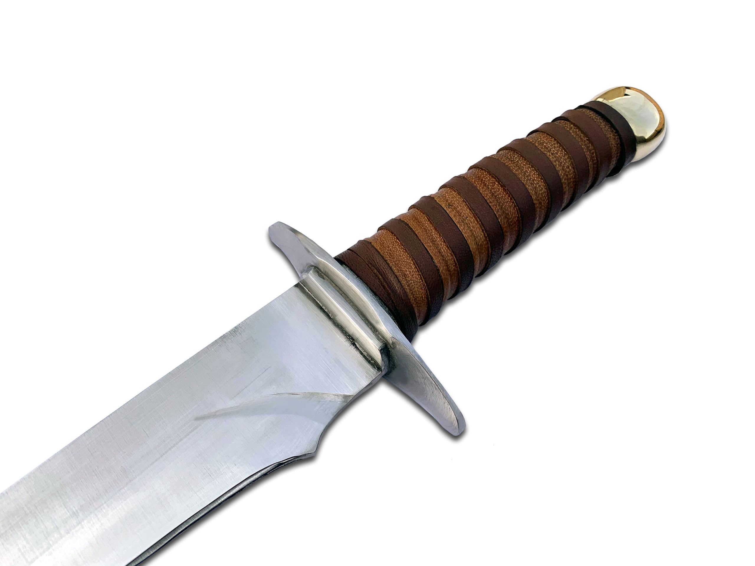 Empire - 36 Inch Long Handmade Carbon Steel Single Edge Long Sword With Leather Sheath - Leather wrapped Grip - Camping Sword - Survival Tools