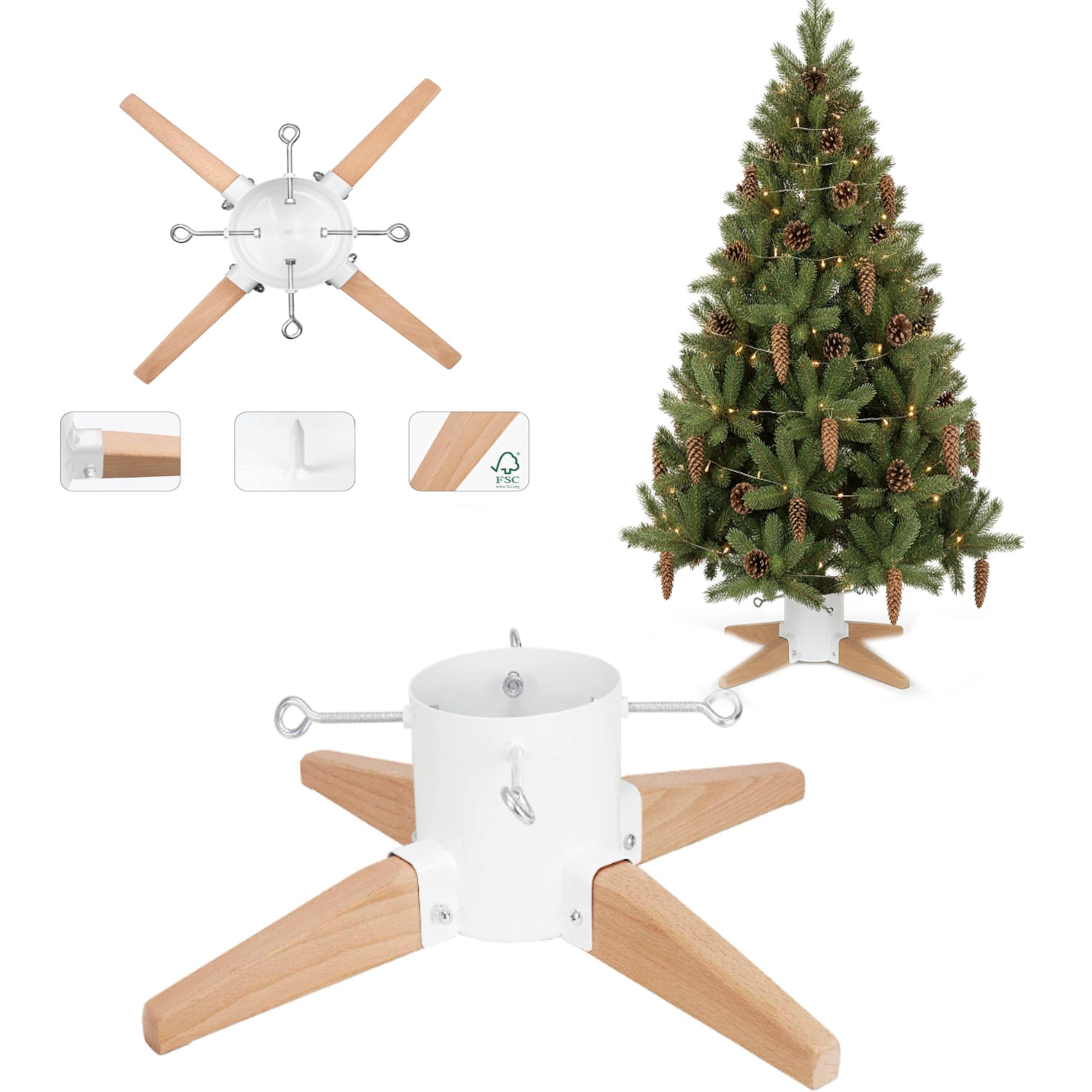 Tree Nest Kerstboomstandaard, kerstboomstandaard en watertank, Cosmopolitan Christmas Tree Boomstandaard voor bomen tot 1,5 m, stam 3-9 cm, wit Tree Nest Kerstboomstandaard, kerstboomstandaard en watertank, Cosmopolitan Christmas Tree Boomstandaard voor bomen tot 1,5 m, stam 3-9 cm, wit