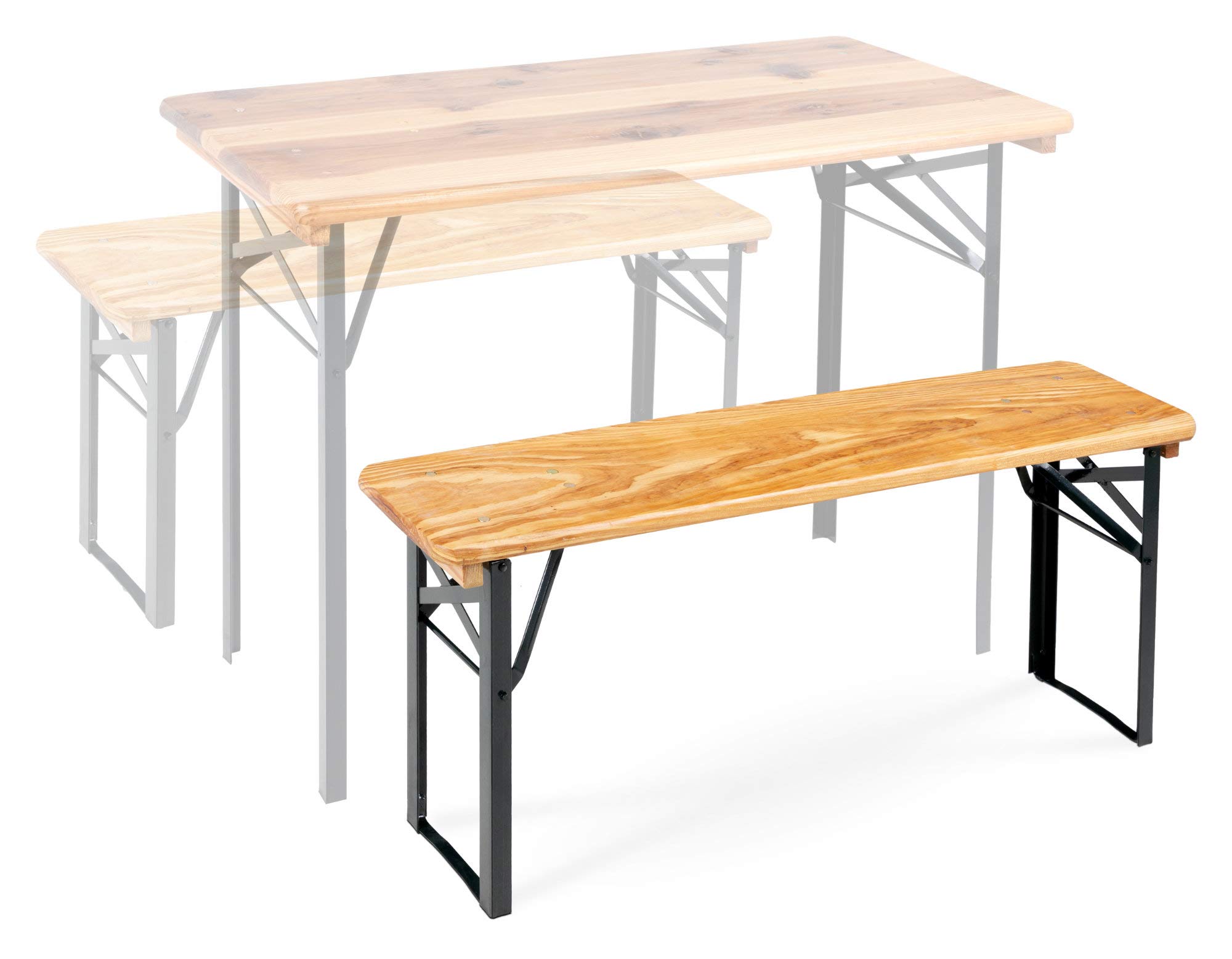 Stagecaptain BBB-117 Hirschgarten Banc de Jardin - Robuste et Court (117 cm) - Charnières métalliques Stables - Surface Peinte - Pliable - Structures en Acier - Assise en Bois - Naturel