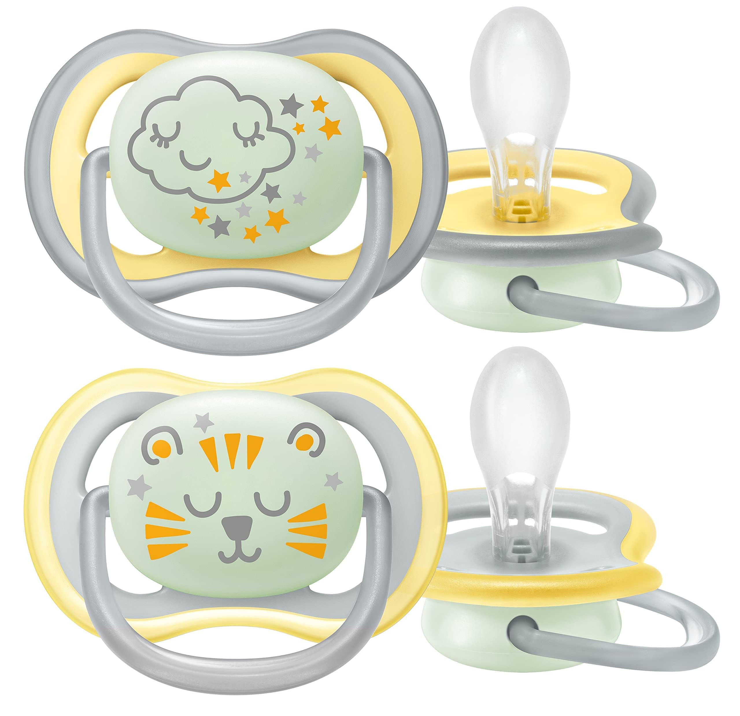 Philips Avent Ultra Air Gece Emzik, 18 Ay+, 2’li Paket, Karanlıkta Parlayan, Ortodontik Silikon, Geniş Hava Delikli, Mikrodalga Sterilize Edilebilir, BPA İçermez, SCF376/01