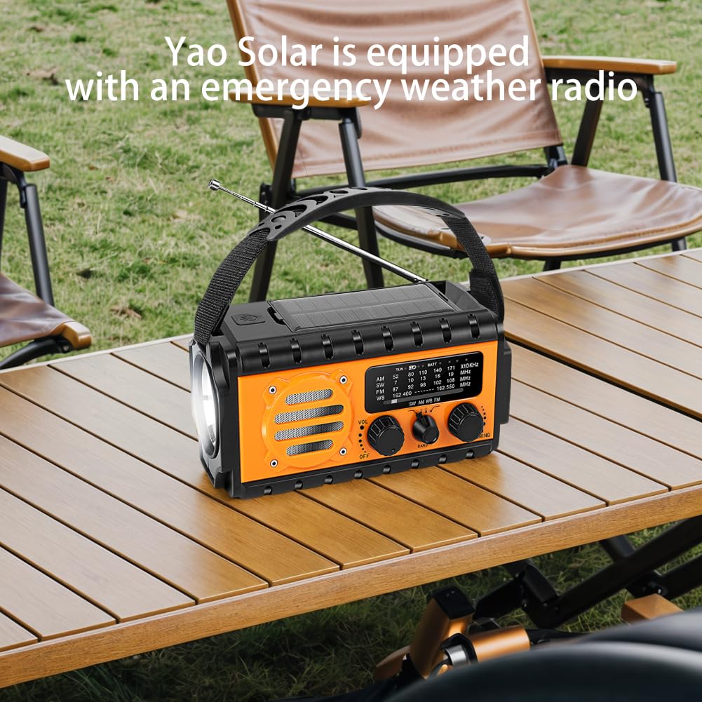 Mano di emergenza Radio a manovella con 20000mAh Solare e Modalità di Ricarica Multipli Radio per Esterni