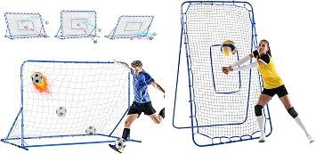 Winthai 6x4FT Dual-Mode Soccer Goal Rebounder Net with 7x4FT Volleyball Rebounder Net