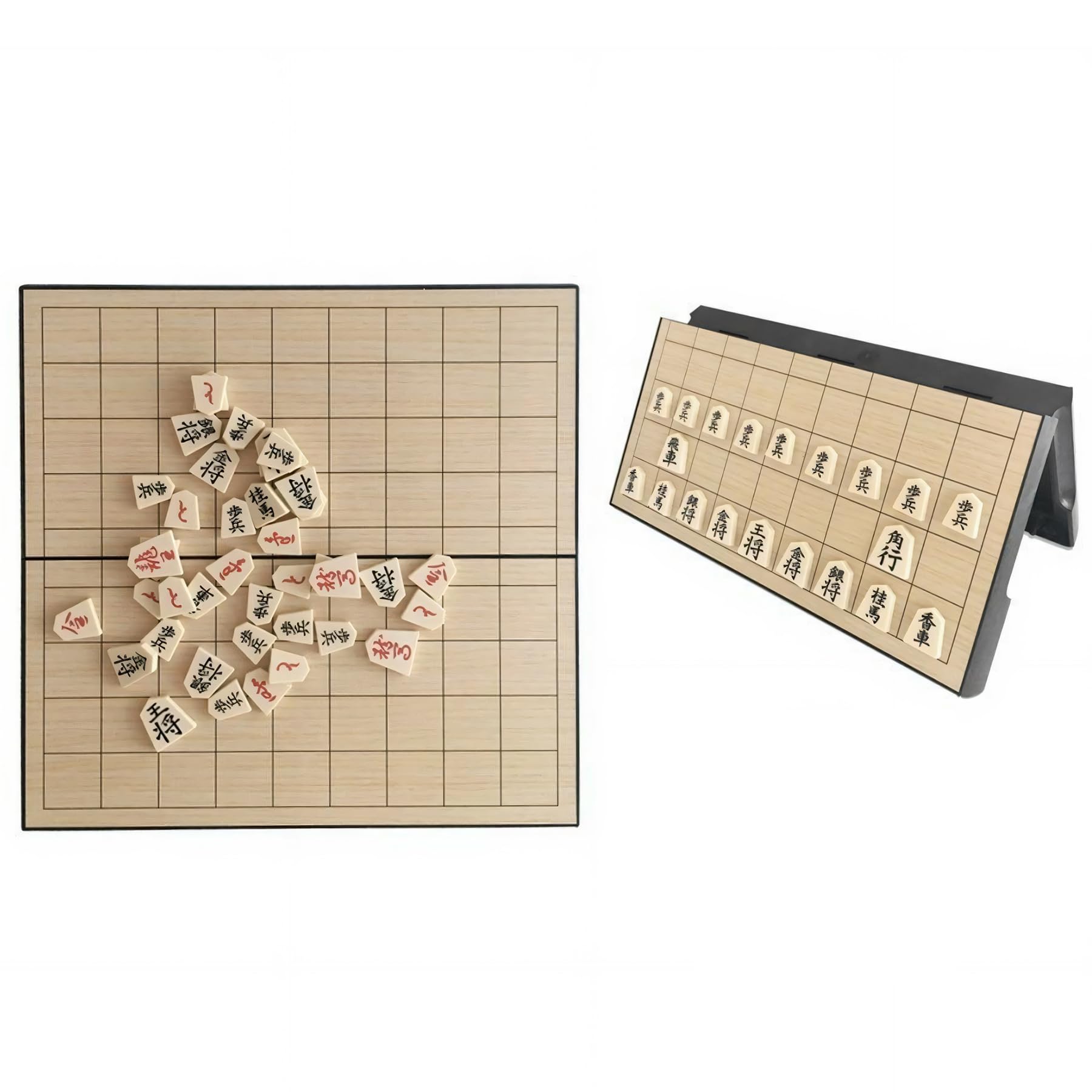 Shogi Folding Magnetic Pieces Compact Travel Shogi Board and Pieces for Beginners Children Adults Board Game : Toys & Games