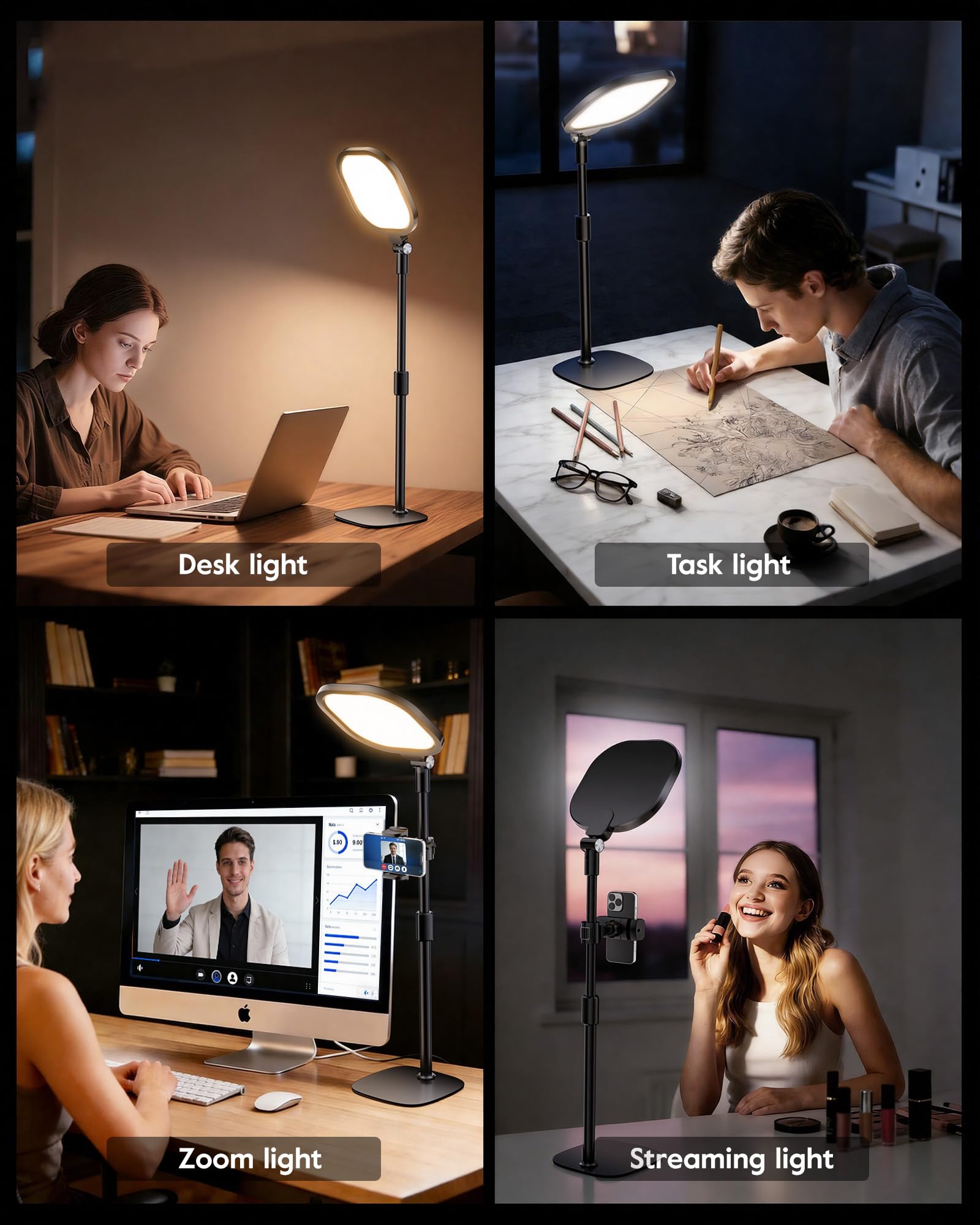 Video Conference Lighting for Zoom Meeting Ring Light for Desk with Flexible Stand 30 Light Modes Light for — view 4