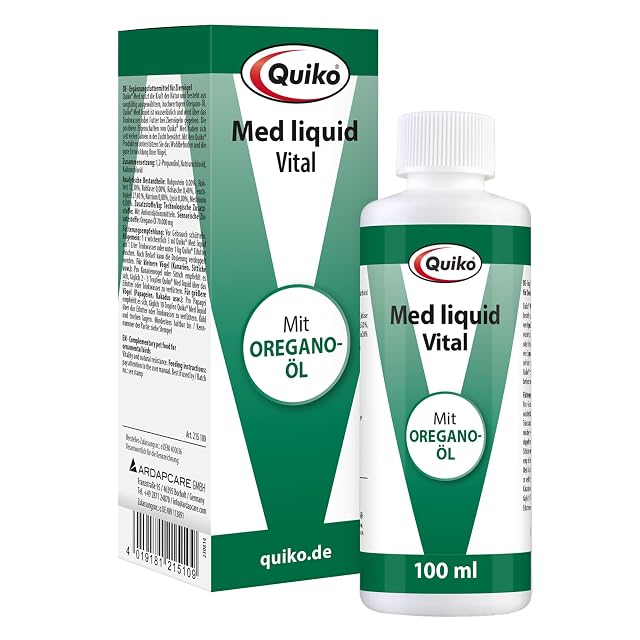 Quiko Med líquido 100ml - Orégano extraído para Aves de compañía y Palomas de Carreras -para Fortalecer…