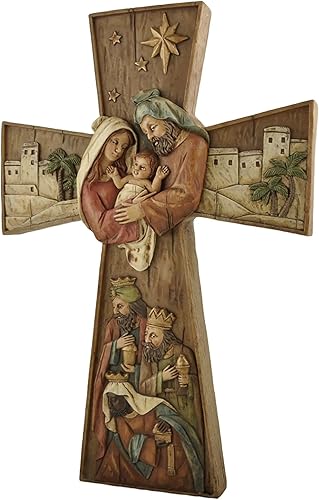 Miniatura 2 de Colorida estatua de cruz de Jesús hecha a mano, decoración religiosa de mesa, regalo de crucifijo para amantes cristianos, figura de 12.8 pulgadas