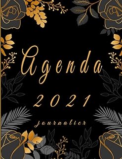 Agenda 2021 journalier: Planificateur 2021 journalier grand format XXL une page par jour ,365 jours ,noir/fleur,avec to do list et planification ... de janvier a décembre 2021,1 jour = 1page