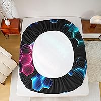 Vista 6 de Erosebridal Graffiti Rugby Ball Sheet Set Twin Colorful Rugby Helmet Bed Sheets Set, Sports Sheets for Boys Girls Football Game Flat Fitted Sheet