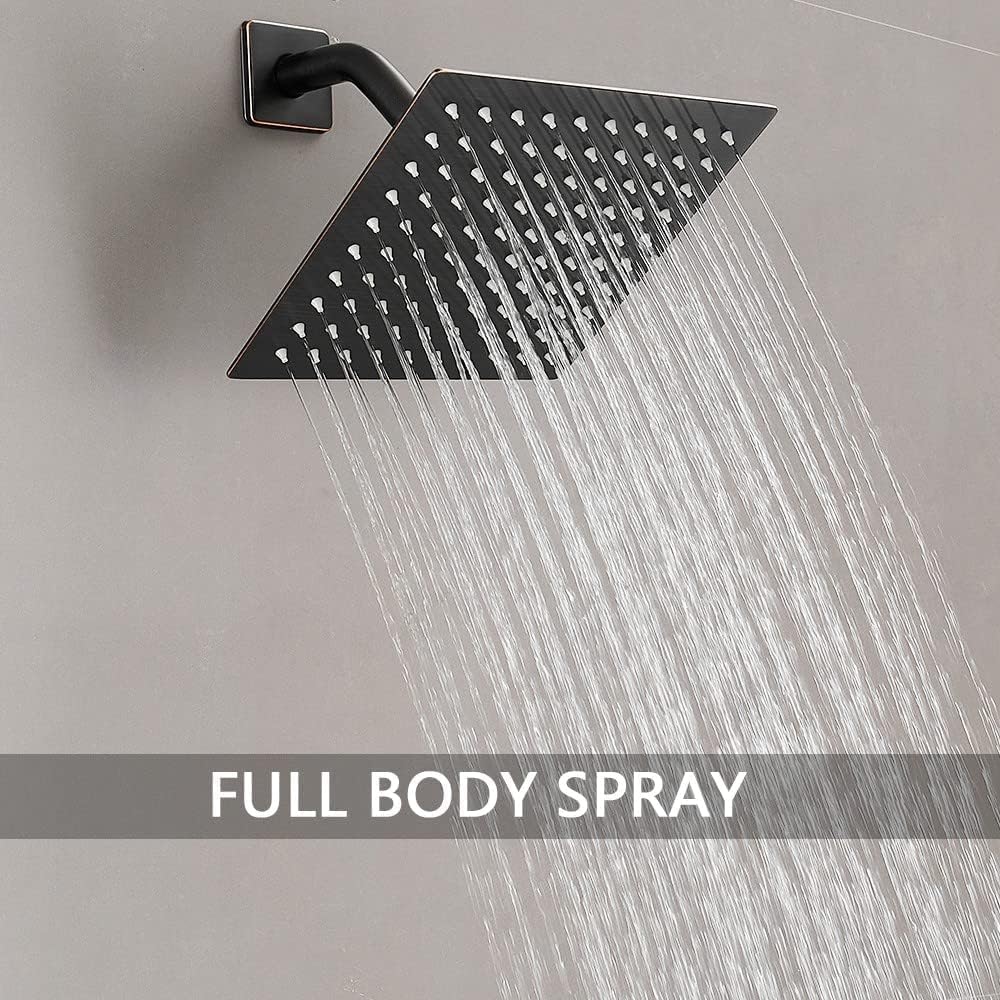Oil Rubbed Bronze Shower Faucet Set with Tub Spout Bathroom Rainfall 8 Inch Shower Head System with Handheld Single Handle Shower Trim Kit with Rough-in Valve