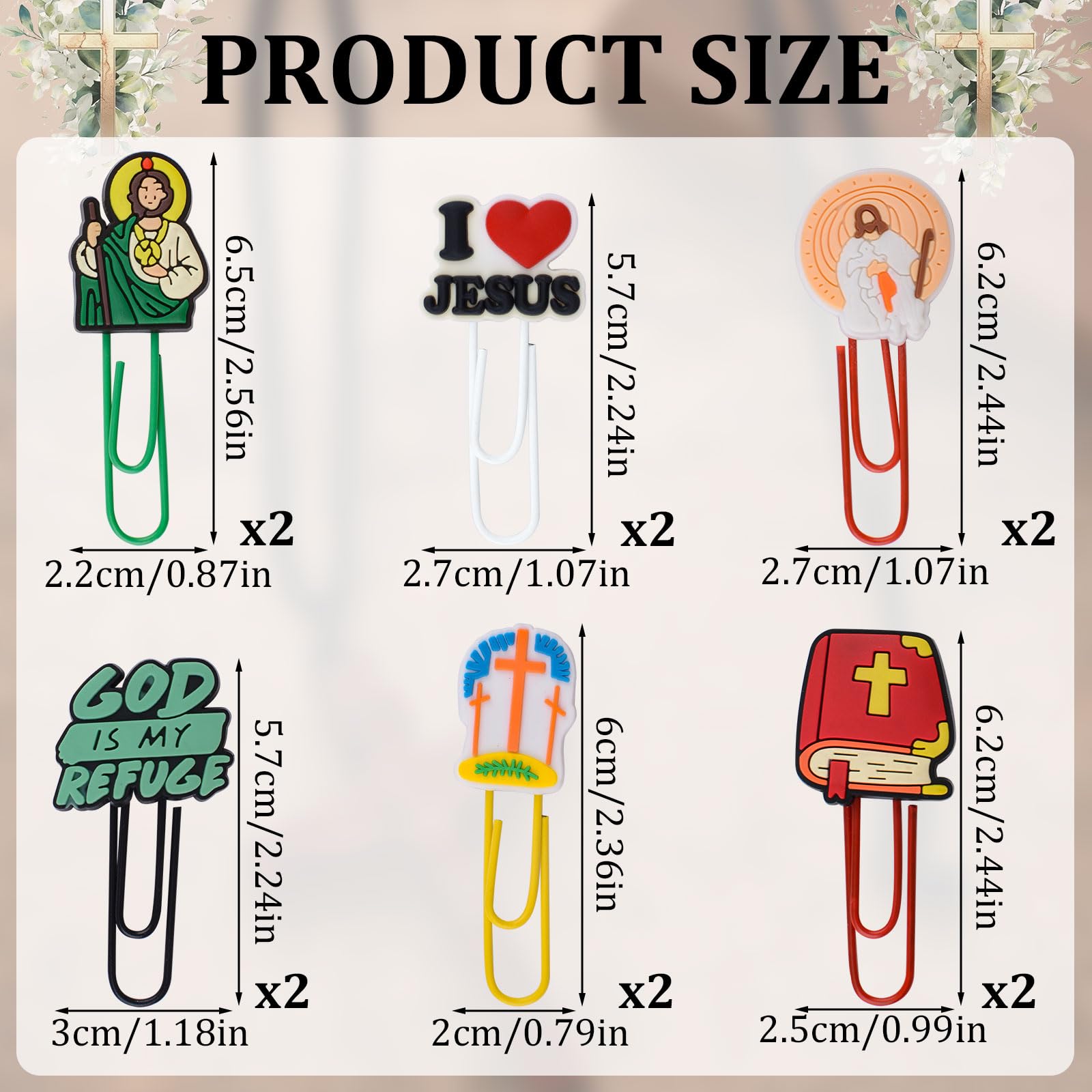 WANDIC Lot de 12 Marque-Pages chrétiens, Croix de Jésus, Fournitures d'étude de la Bible, Cadeaux catholiques pour l'école du Dimanche,Adolescents