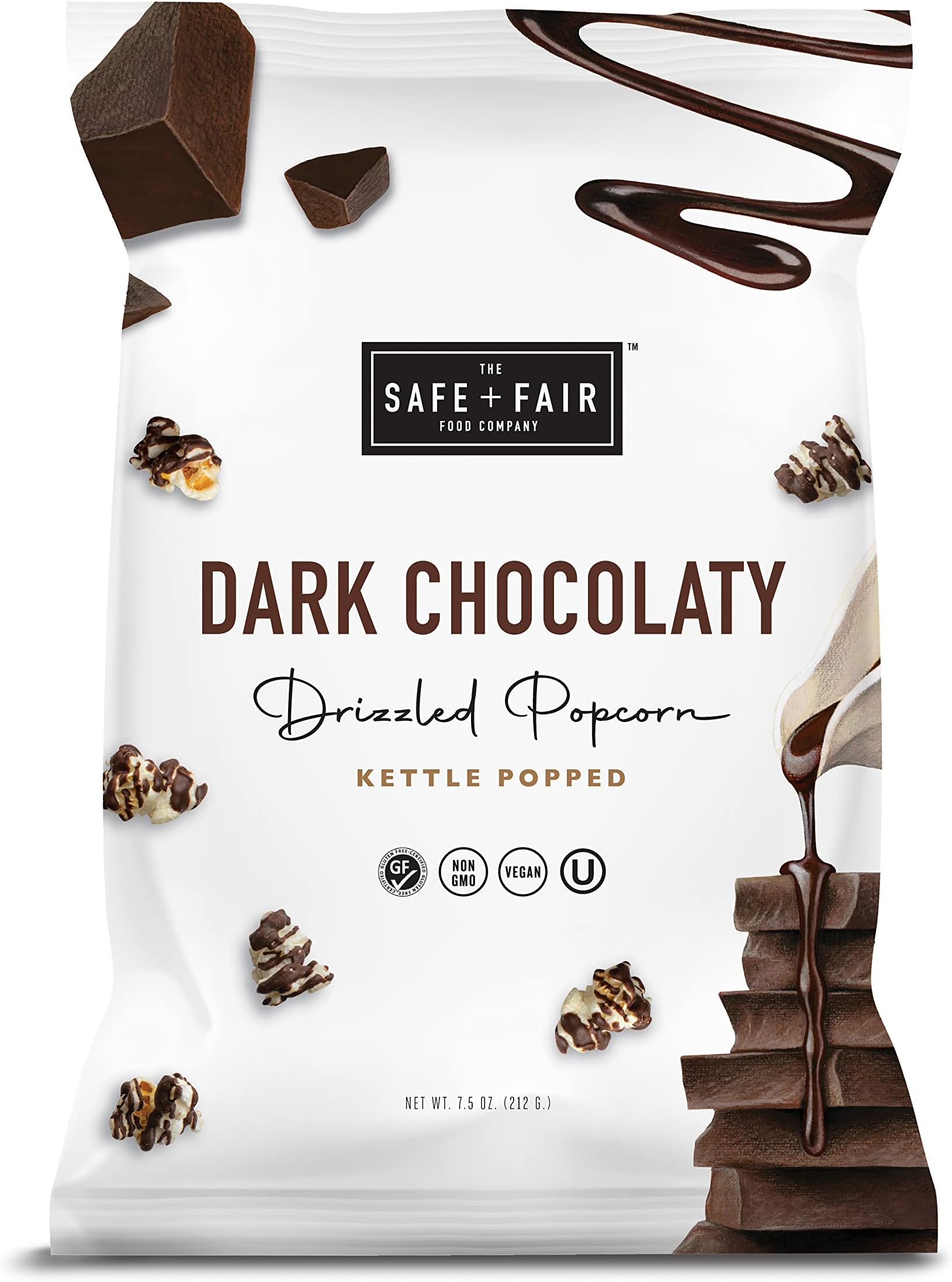 Safe and Fair Kettle Popped Gourmet Popcorn, Vegan Dark