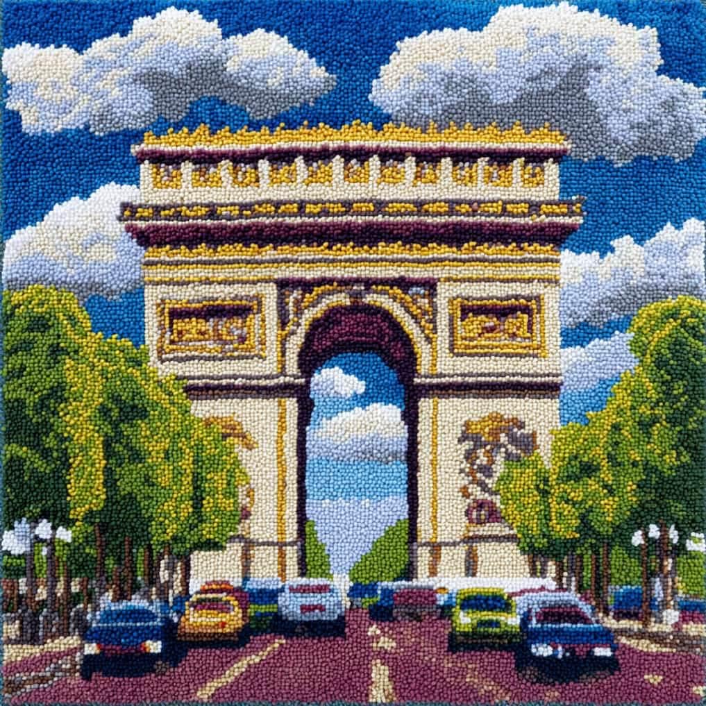 Latch Hook Kit Pillow Case Arc De Triomphe Architecture 43Cmx43Cm