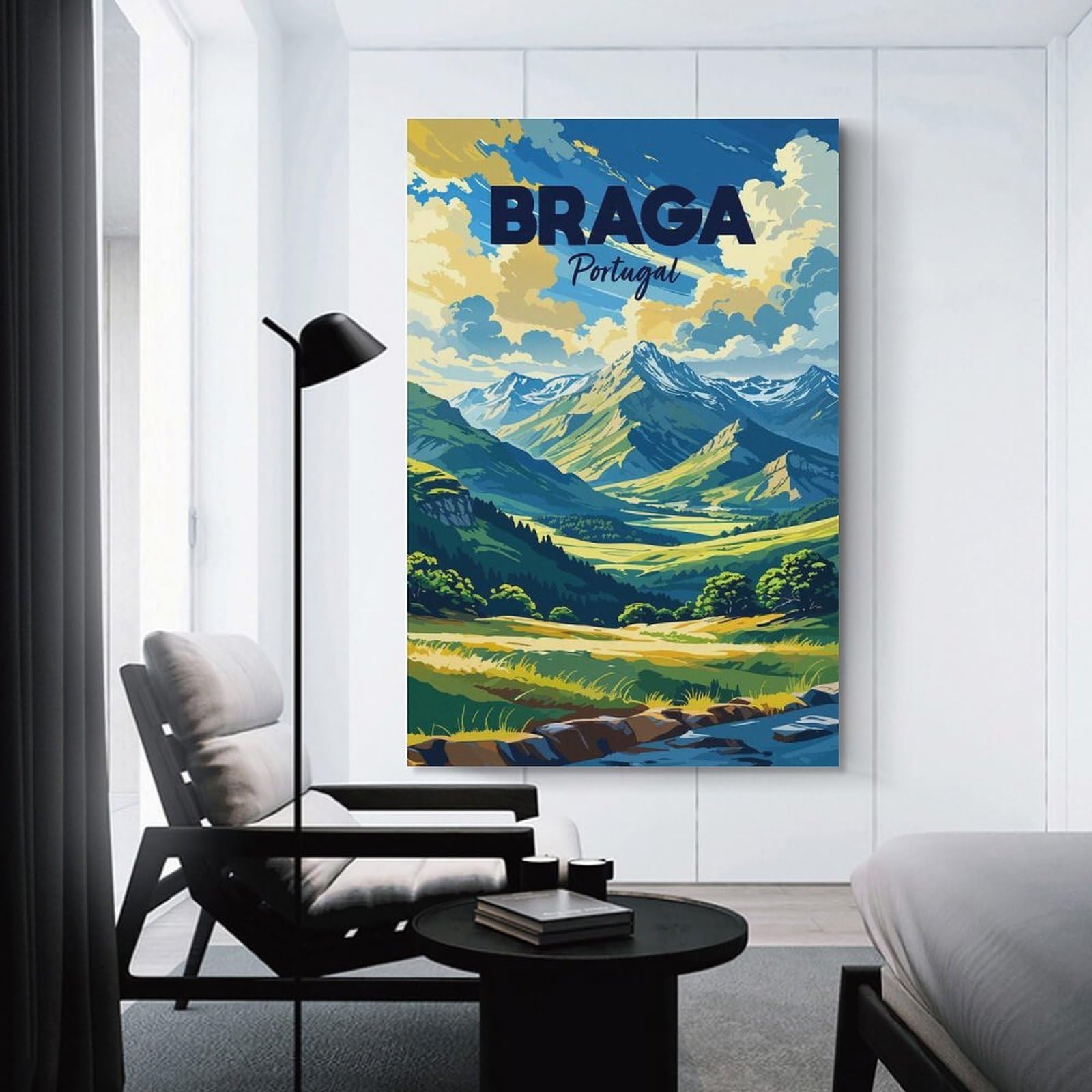 Junmoney Home Decor Wall Art Braga Portugal Landscape Art, 20x30inch(50x75cm), for Workspace Walls, Study Corners Or Bedrooms, A Smart Decor Choice for Study Walls