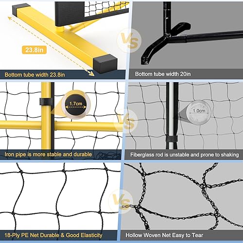 Miniatura 3 de Fostoy Pickleball Net, 22FT Regulation Size Portable Pickleball Net,18-Ply PE Nets Weather Resistant Steady Metal Frame Pickle Ball Net System with