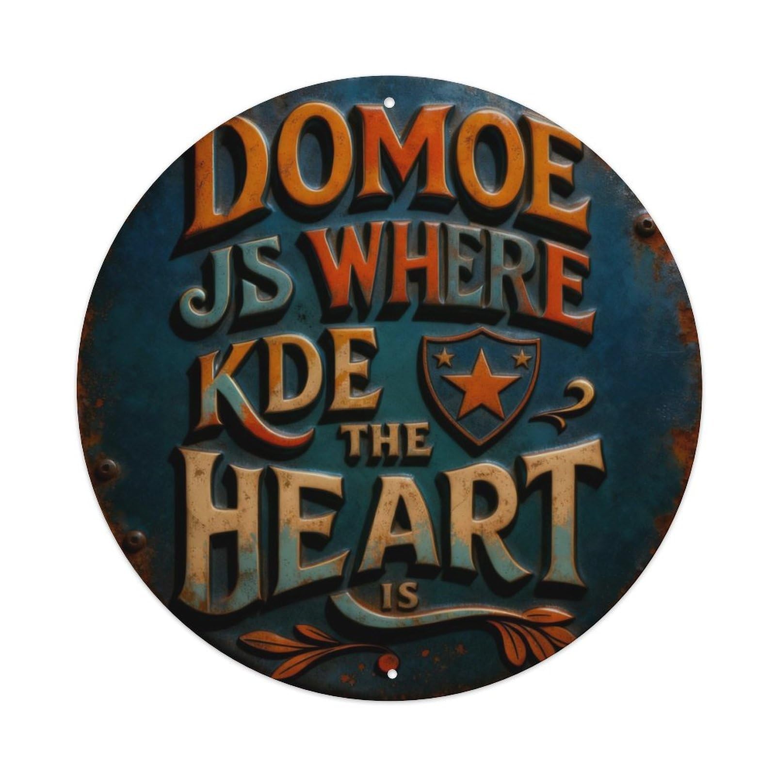 Home Is Where The Heart Is Round Metal Tin Sign Vintage Wall Decor, Bar Garage Cafe Kitchen Home Wall Art Poster 8x8inches