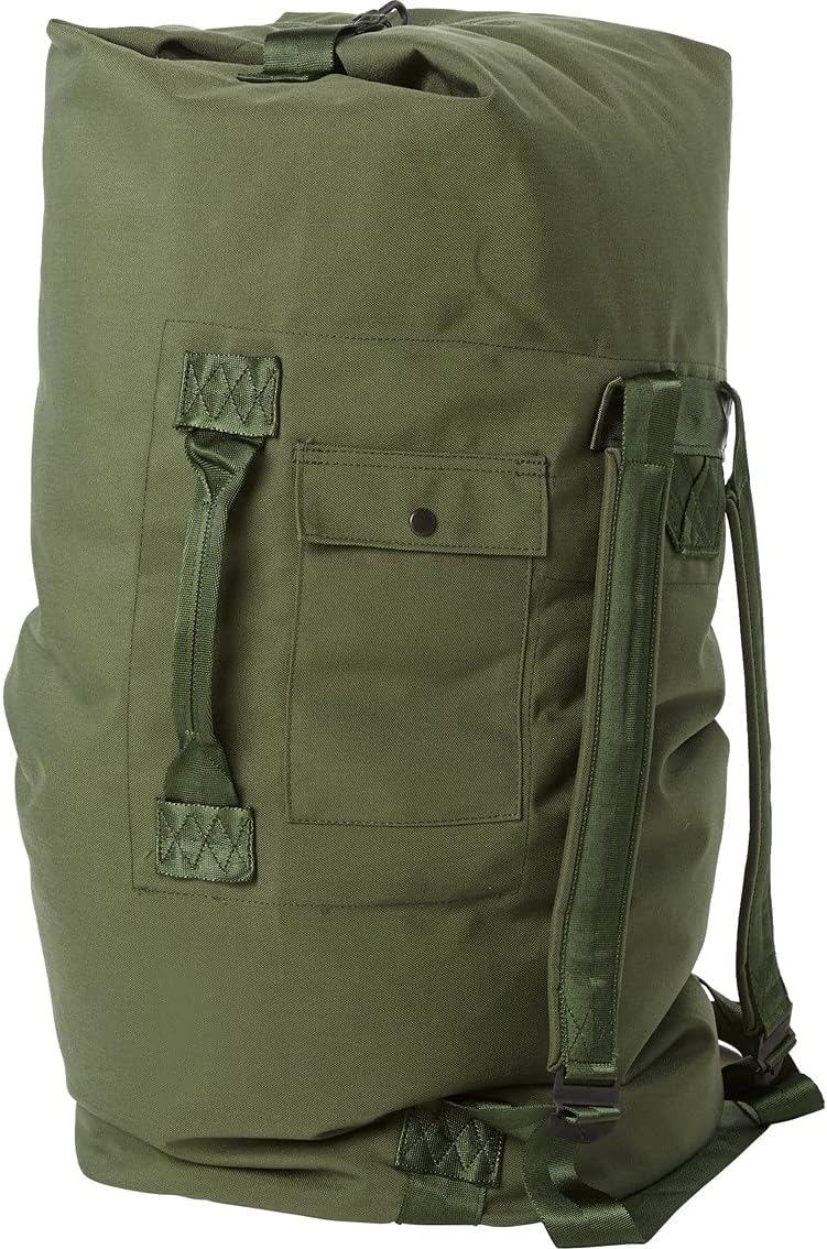 US Army GI Genuine Military Issue Duffle Bag Cordura Nylon 2 Carrying Straps Backpack Sea Bag Bug out Bag Olive Drab (OD Green)