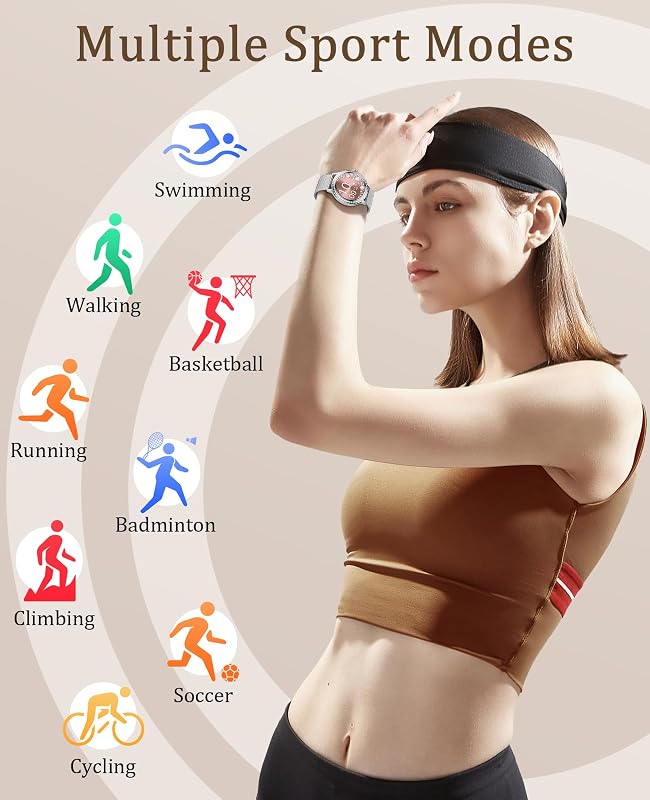BOCLOUD Okosóra Férfi Női Smartwatch iPhone Android Telefonhoz, IP68 Vízálló Pulzusmérő Véroxigén Alvásmonitor Fitness Tracker Sportmódok