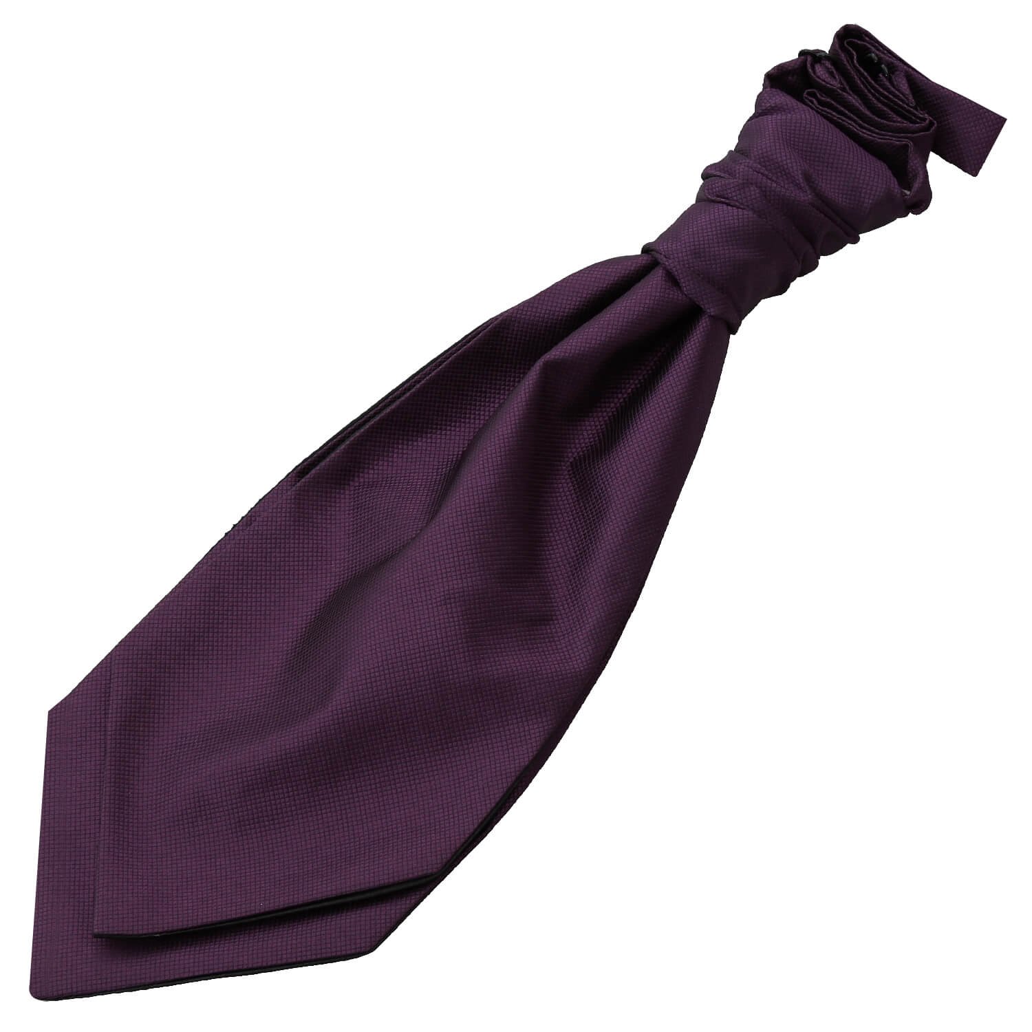DQT Boys Solid Check Pre-Tied Scrunchie Cravat - Wedding Pageboy Formal - Cadbury Purple