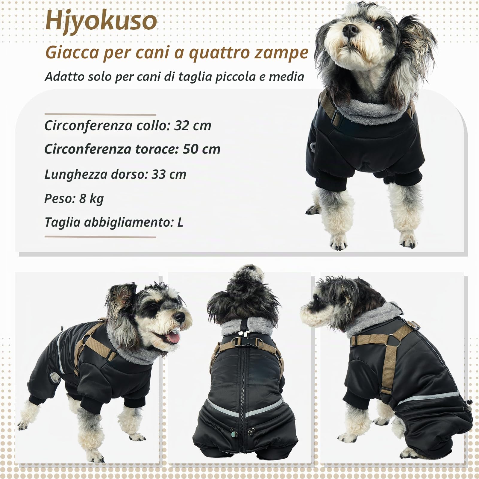Cappotto Cane, Cappotti Per Cani Impermeabili Con Imbracatura, Cappottino Cane Taglia Piccola Media Grande, Vestiti Per Cani, Cappottino Imbottito Per Cane, Giubbotto Cane Antivento S-Xl