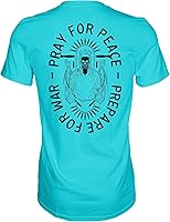 Vista 3 de Combat Iron Camiseta estampada de manga corta para hombre con texto en inglés "Pray for Peace, Prepare for War