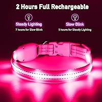 Vista 3 de Collares iluminados para perros pequeños, medianos y grandes, collar de perro LED ajustable, collar recargable suave brillante para perros y gatos