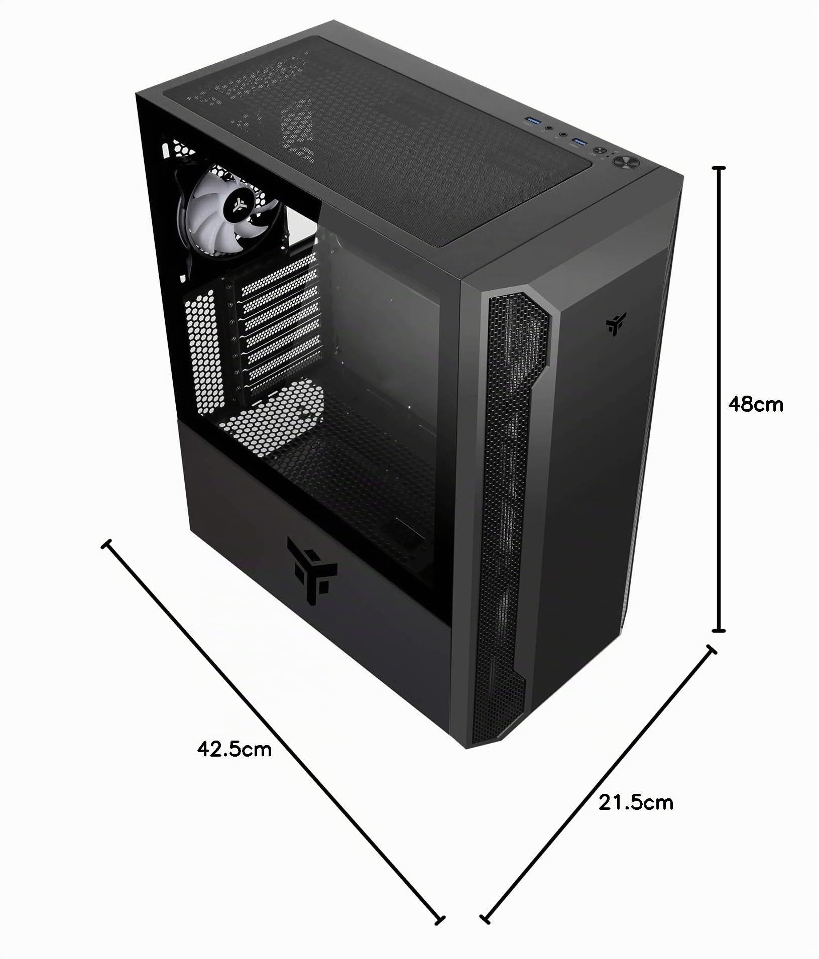 Itek Case Itek VERTIBRA X210 - Gaming Middle Tower, 12cm ARGB fan, 2xUSB3, Side Panel Temp Glass