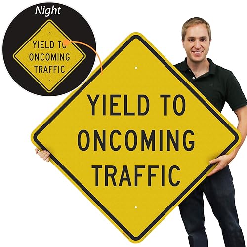Miniatura 6 de SmartSign Letrero "Yield to Oncoming Traffic"  Aluminio reflectante de grado diamante 3M de 18 x 18 pulgadas