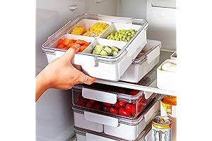 MineSign 3-Pack Divided Salad Keeper Stackable Lunch Meat Meal Prep Tray