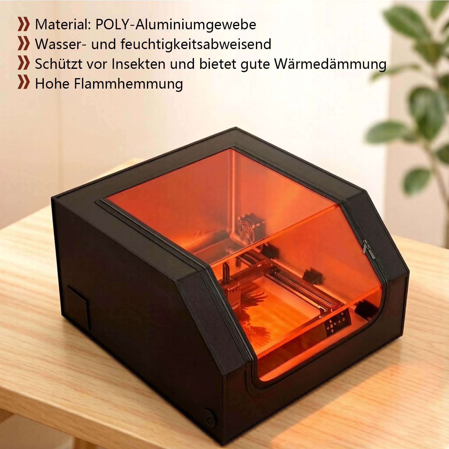 Lasergravierer Gehäuse 70 x 72 x 40cm, Schutzabdeckung für Poly Aluminium Folien Laserschneider, feuerfeste und staubdichte Sicherheitshaube mit Rauchabzugsöffnung Die Meisten Laserschneidmaschinen