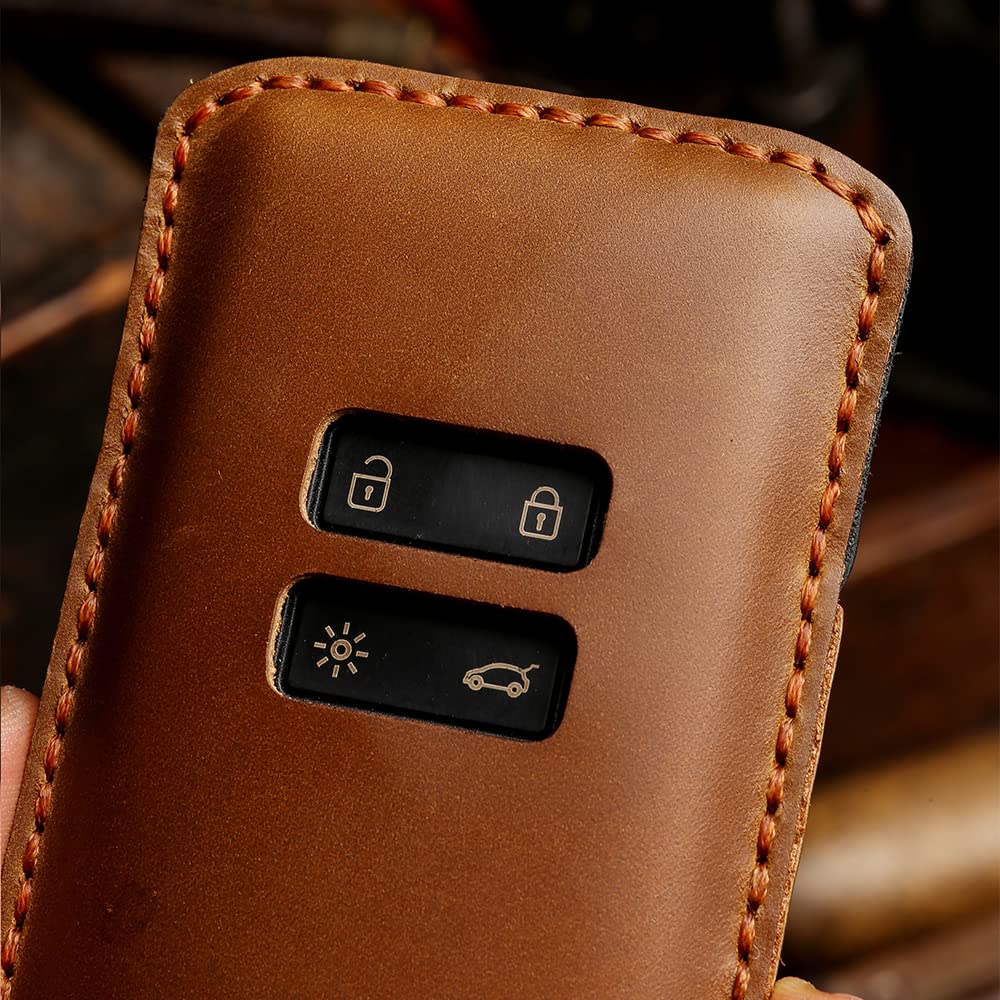 Ontto Car Key Case Suitable For Renault Arkana Megane Espace Scenic Laguna Koleos Clio Master Bus Zoe Car Remote Control Key Fob Leather Protective Cover Key Box A Black - View #5