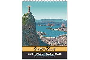 Americanflat 2024 Wall Calendar: World Travel Destinations Design