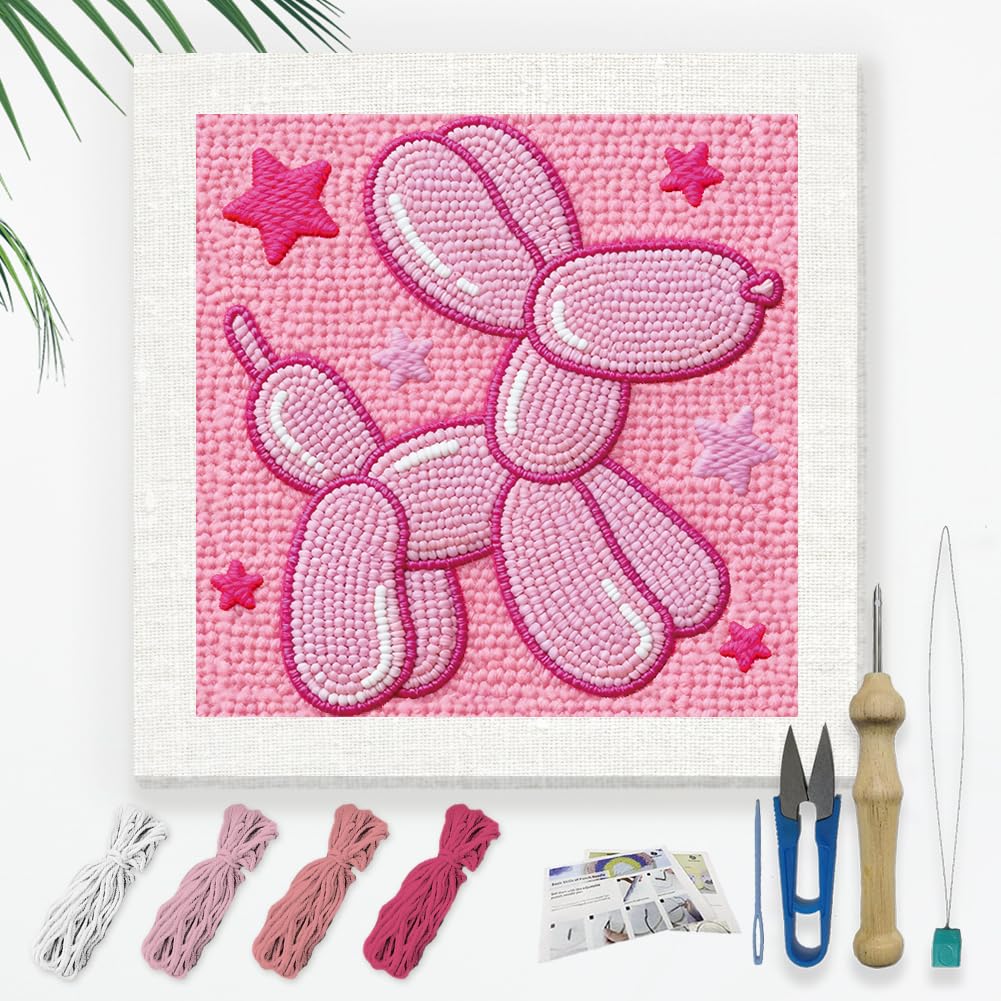 DOODLREAM Balloon Dog DIY Punch Needle Embroidery Kit for Beginner