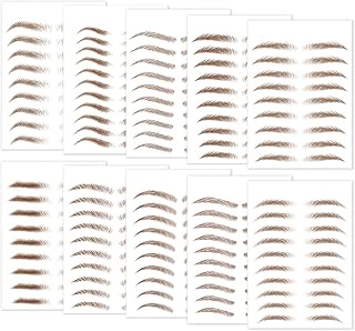 10 hojas 98 pares de pegatinas de tatuaje de cejas resistentes al agua parecidas al cabello natural falso tatuaje cejas maquillaje pegatinas para mujeres niñas marrón