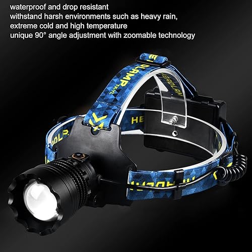 Miniatura 2 de Linterna frontal recargable por USB, 3000lm 90 grados ajustable manos linterna para acampar al aire libre senderismo correr iluminación de